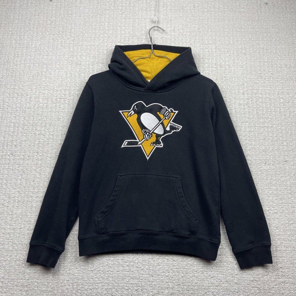 Pittsburgh Penguins NHL Hoodie Youth Size 10/12 Medium Hockey Logo Graphic Black